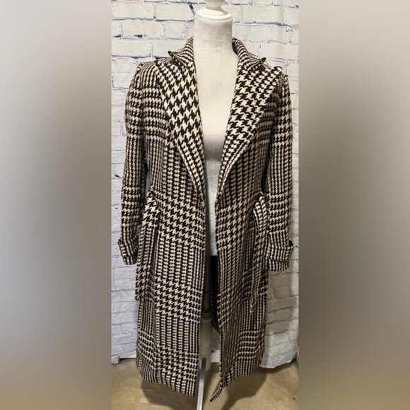 J.Crew Houndstooth Wool Blend Trench Coat Size 6 - $150 - Picture 2 of 9
